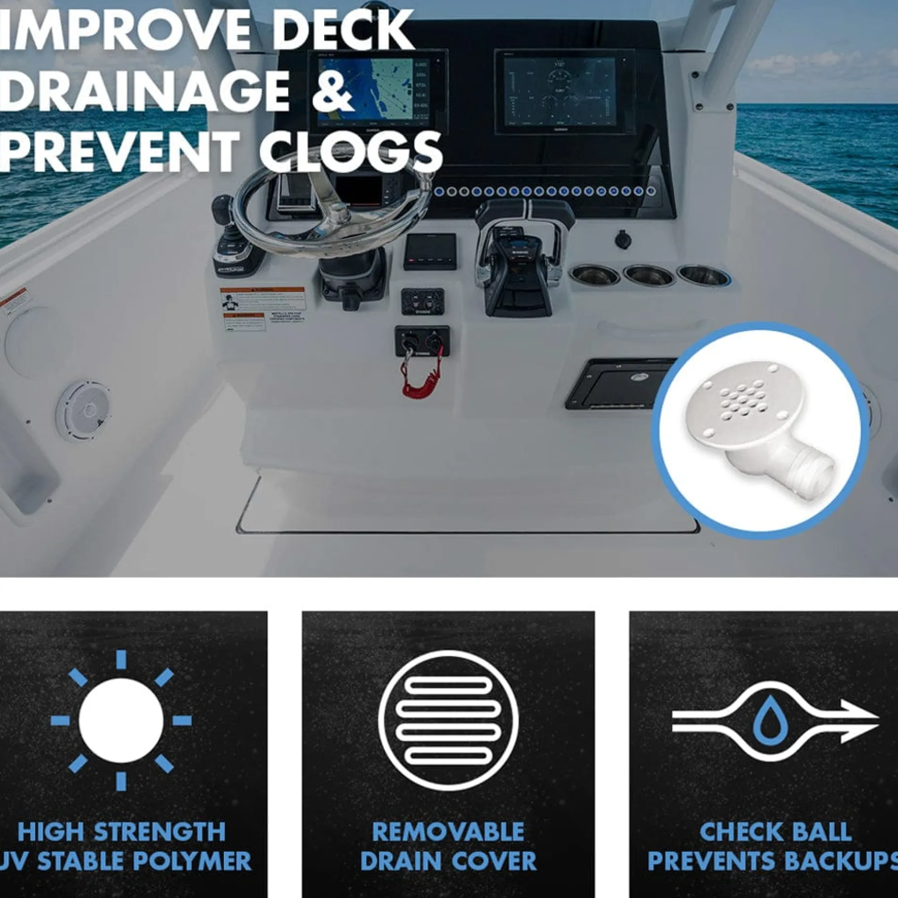 T-H Marine Plumbing & Drains-Cockpit Scupper Drain