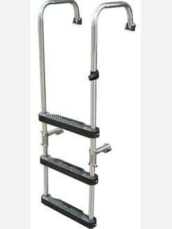 JIF Marine Ladders-Foldable 3-Step Transom Ladder - Extended Hand Rails