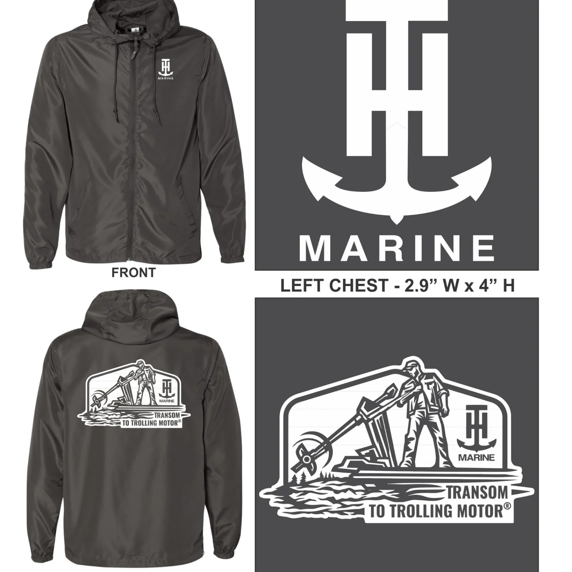 T-H Marine Hoodies-Graphite LIGHTWEIGHT WINDBREAKER JACKET