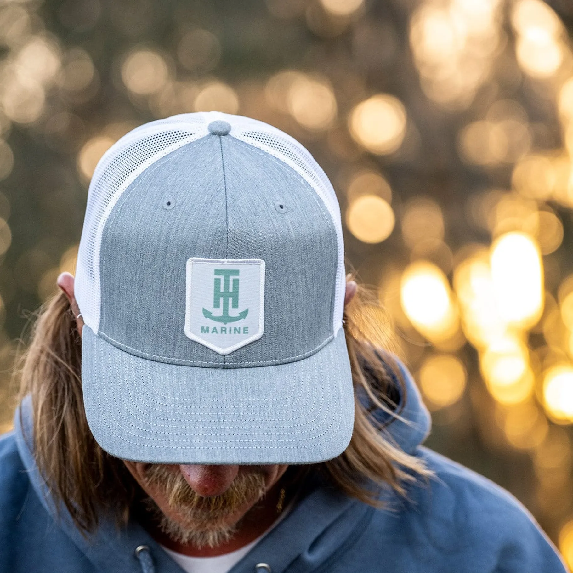 T-H Marine Hats-Gray and White Logo Patch Snapback