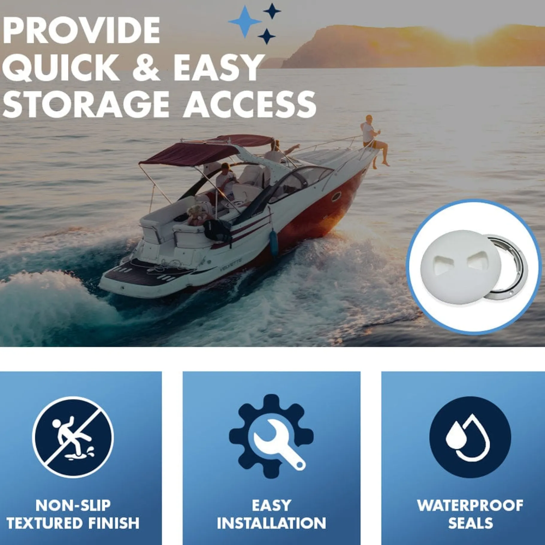T-H Marine Organization|Hatches, Plates & Lids-Low Profile Twist Out Deck Plates