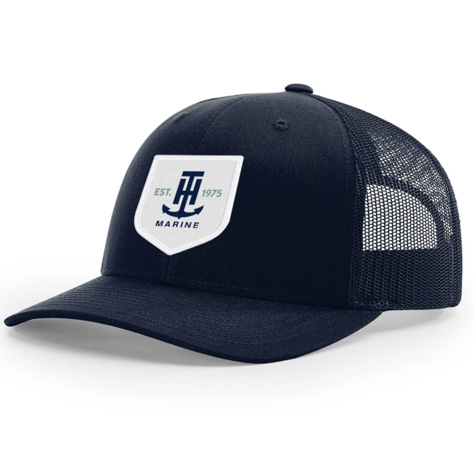 T-H Marine Hats-Navy and White Logo Patch Snapback