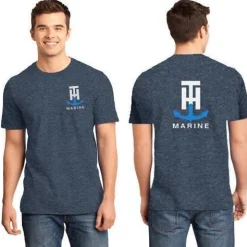 T-H Marine Tees-Navy T-H Logo Front/Back T-Shirt