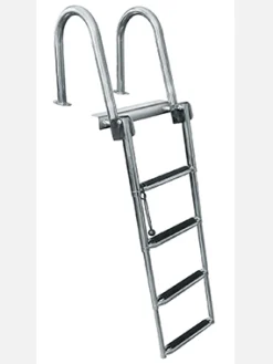 JIF Marine Ladders-Stainless Steel Premium Rear-Entry Pontoon Ladder