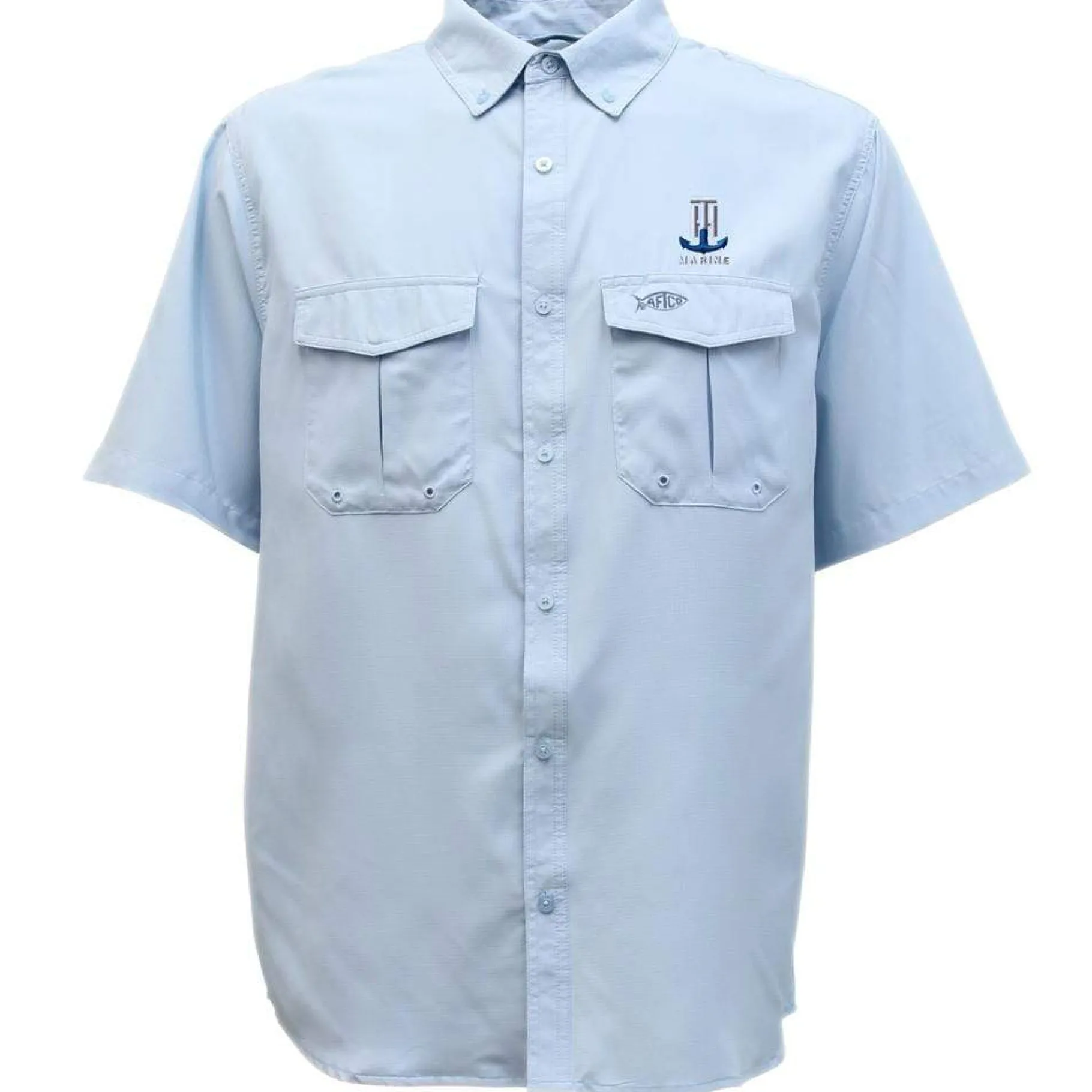 T-H Marine Tees-Embroidered AFTCO Rangle SS TECH SHIRT Sky Blue