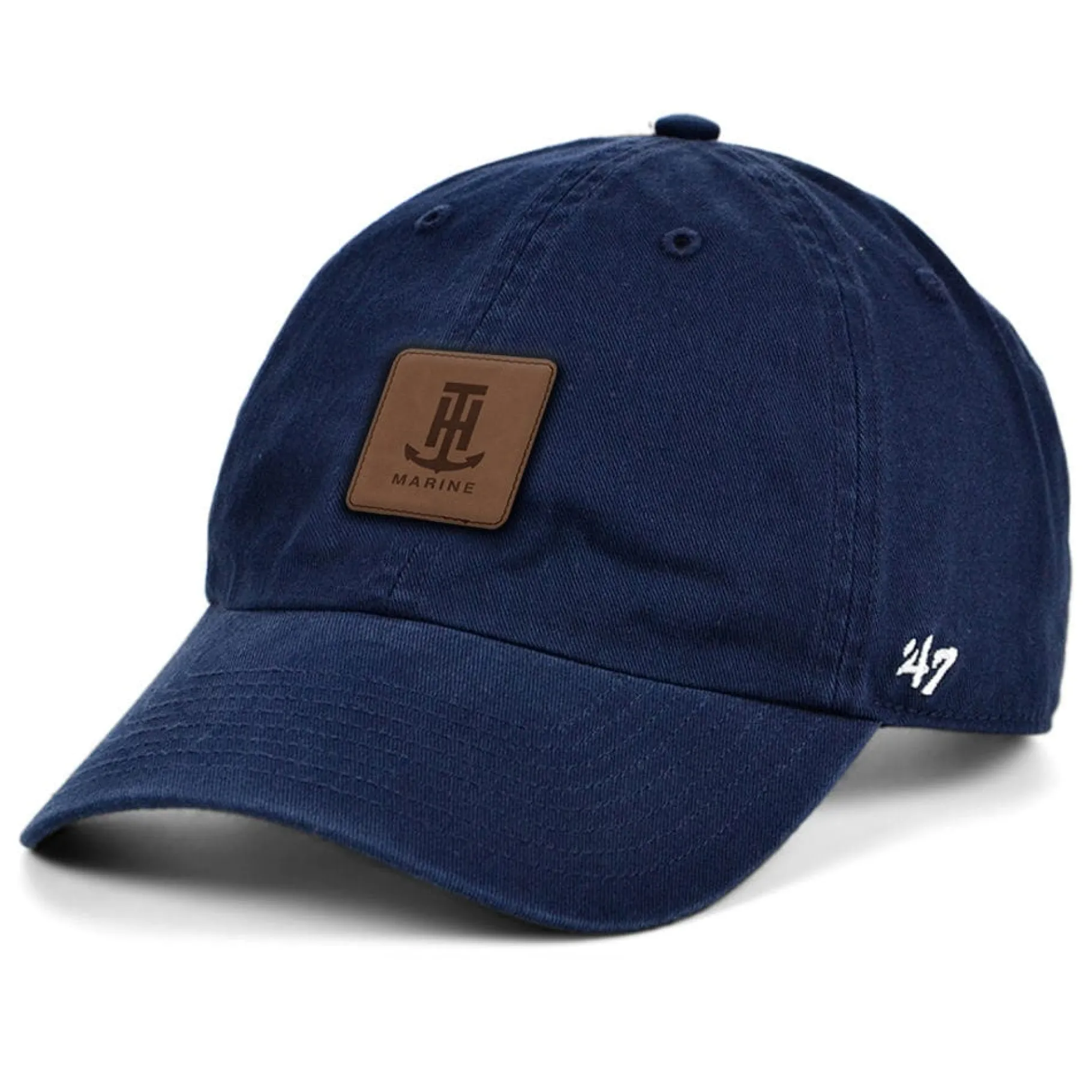 T-H Marine Hats-Unstructured Leather Patch Logo Hat