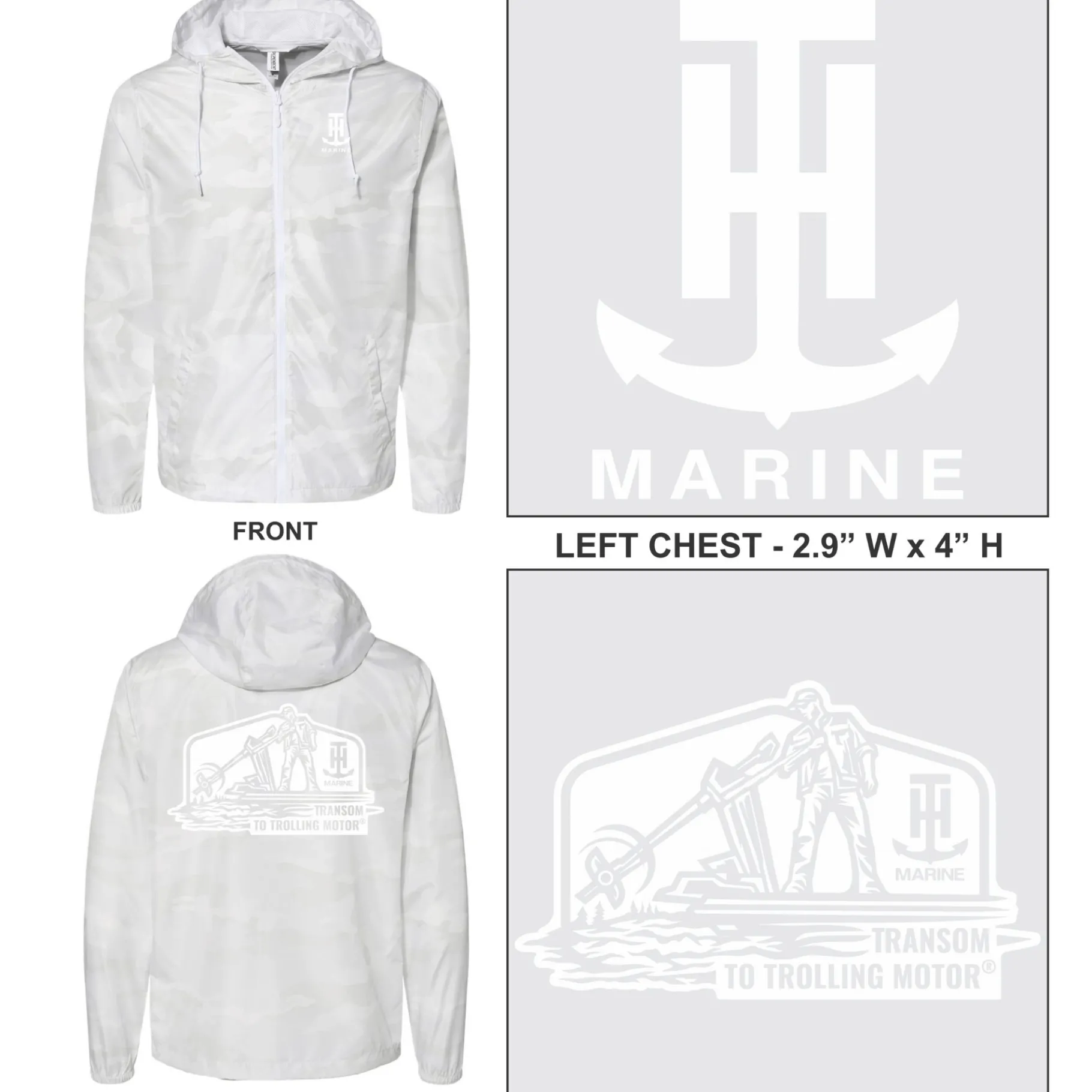 T-H Marine Hoodies-White Camo LIGHTWEIGHT WINDBREAKER JACKET