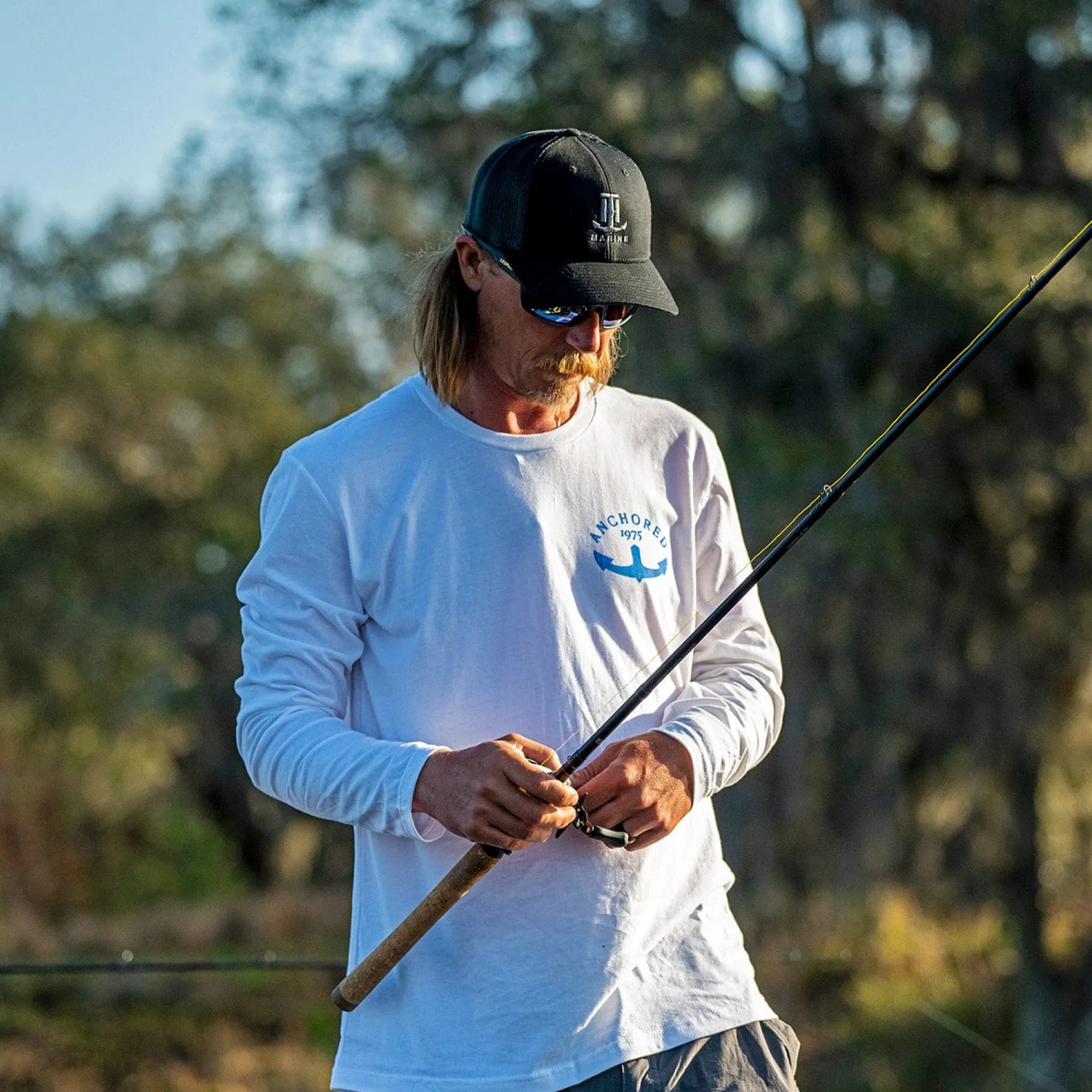 T-H Marine Tees-White T-H Anchored Long Sleeve Shirt